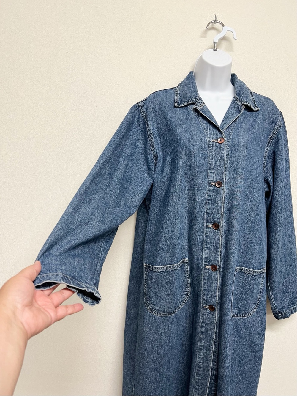 French Dressing Jeanswear Paris Womens Vintage Denim Longline Button Up Dress - Picture 3 of 7
